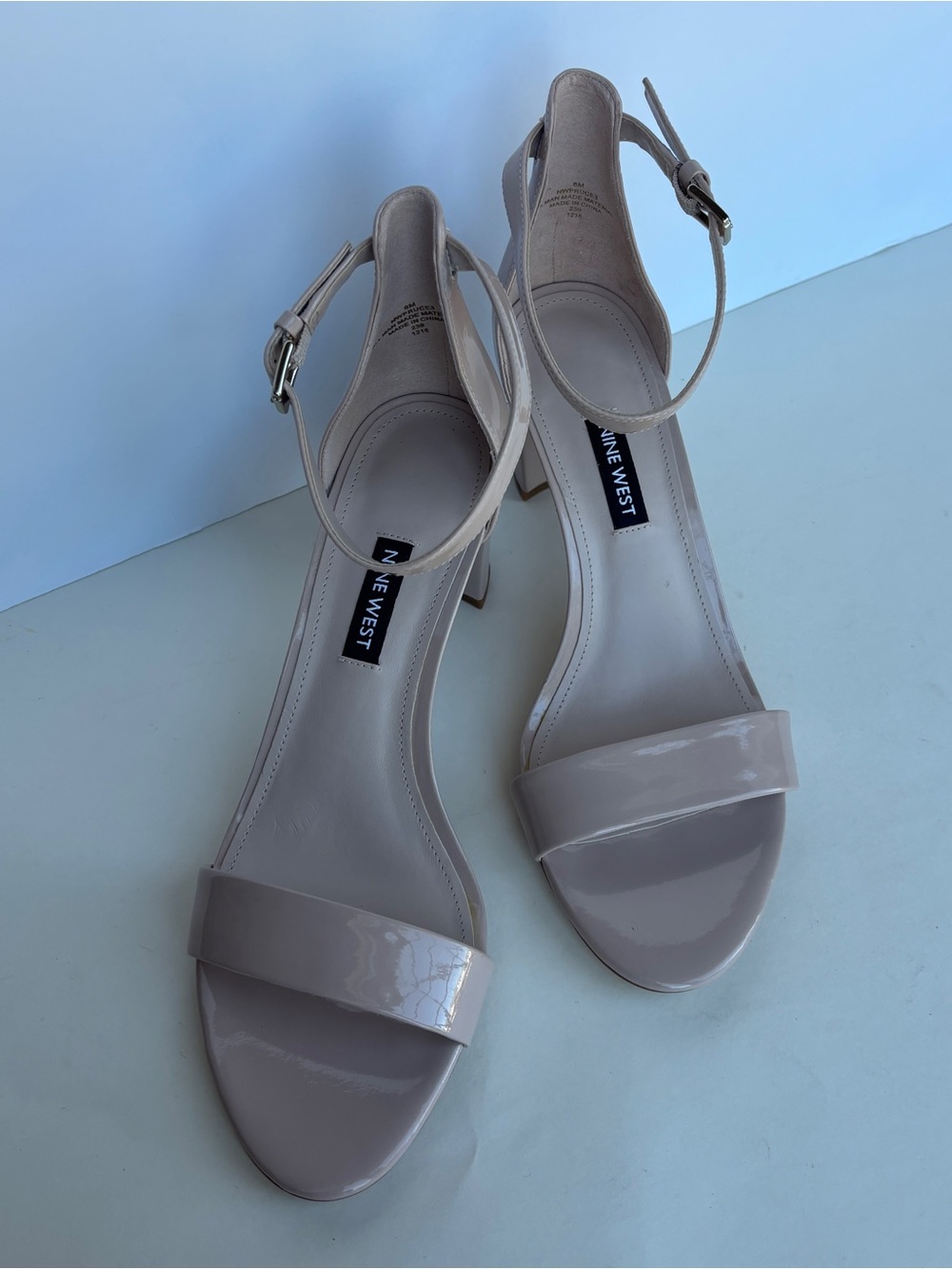 Nine West Women's Beige Ankle Strap Heeled Sandals